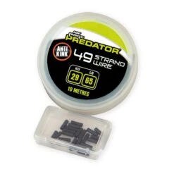 Fox Rage Predator - 49 Strand Steel Wire 29kgs/65lbs X 10m & Crimps Size 1 X 20